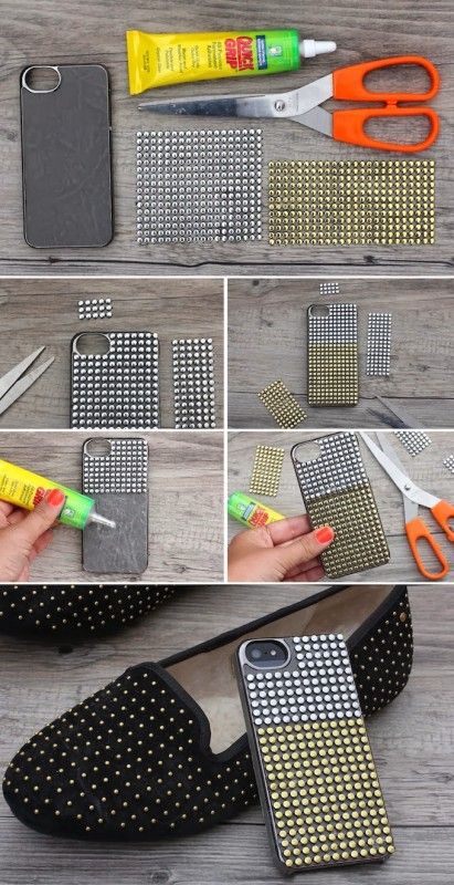 How to Make a DIY Phone Case - 20 Creative Ideas | stud case