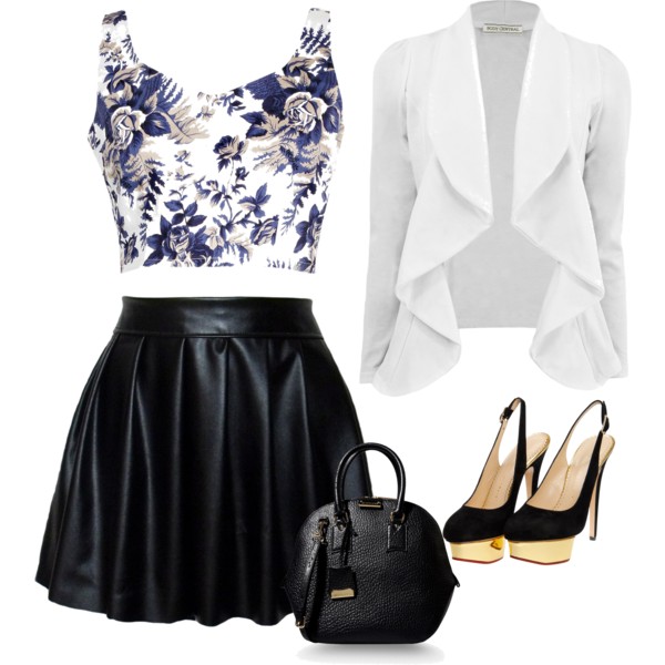 A fashion look from May 2014 featuring Boohoo tops, Charlotte Olympia pumps and Burberry shoulder bags. Browse and shop related looks.