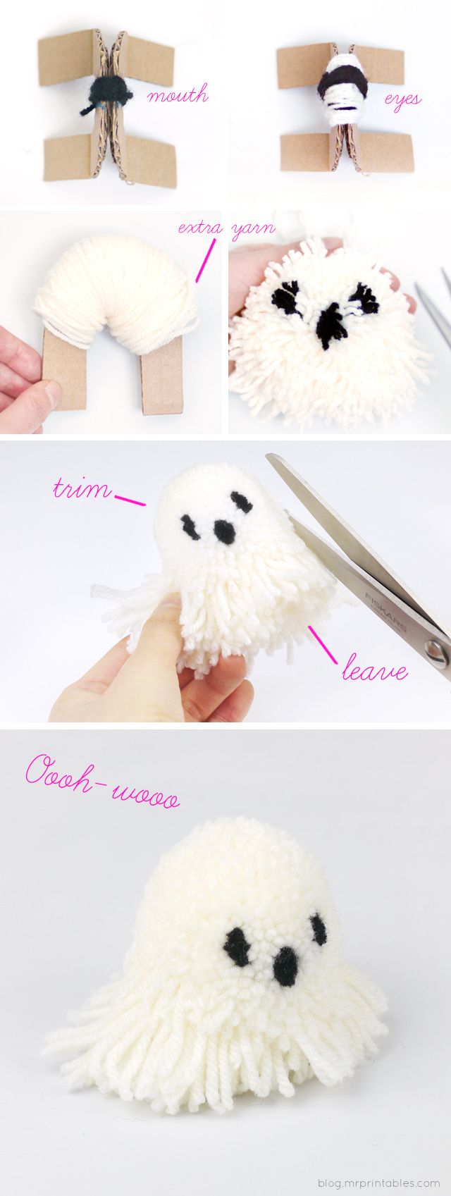 Make some pom-pom ghosts!