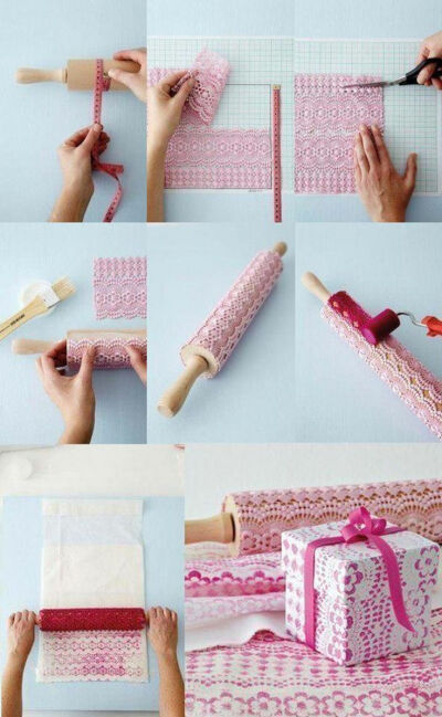 DIY lace-effect wrapping paper