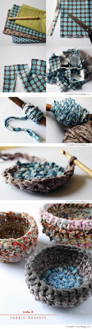 How to make a fabric basket, fabric yarn - Tutorial