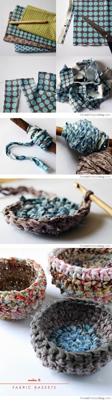 How to make a fabric basket, fabric yarn - Tutorial