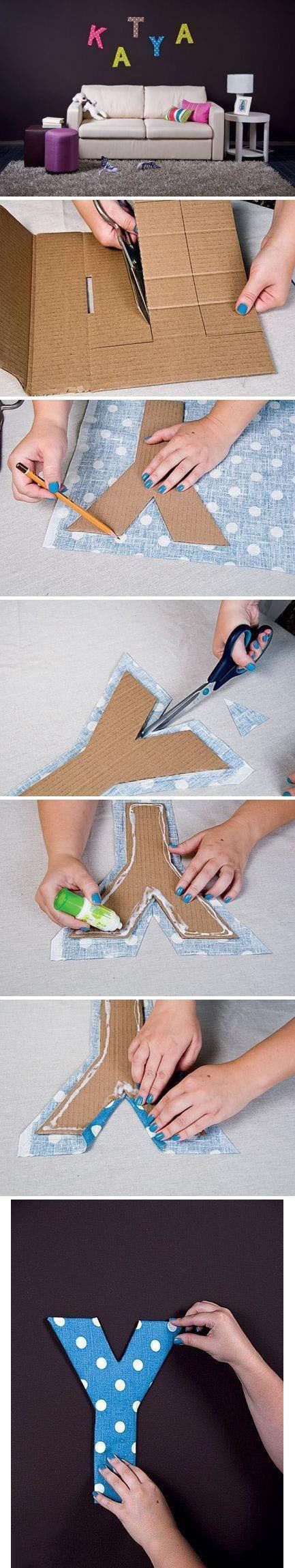 Diy Projects: Fabric and Cardboard Wall Letters DIY