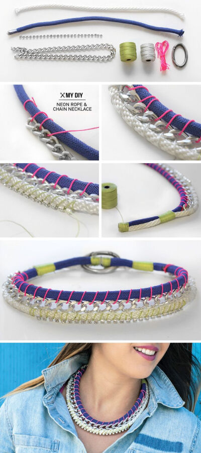 I Spy DIY: MY DIY | Neon Rope &amp;amp; Chain Necklace