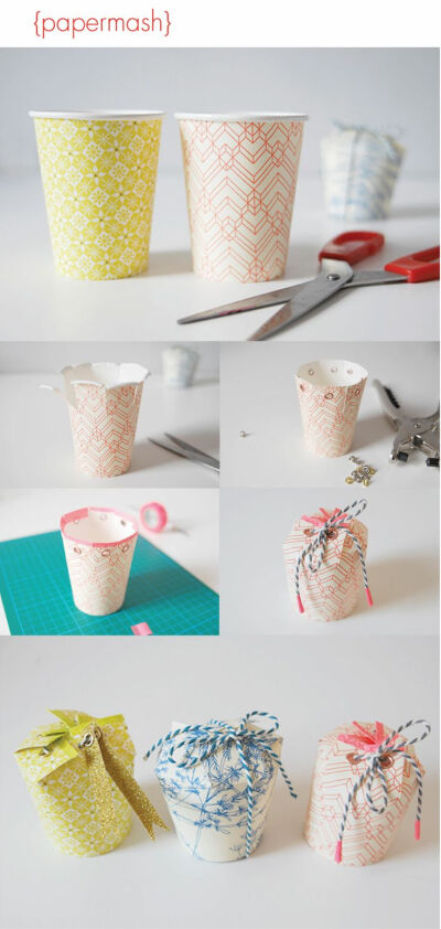 papermash paper cup gift box DIY