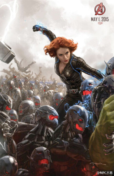 #SDCC2014# 复仇者联盟：奥创纪元（Avengers : Age of Ultron）的概念海报完整版，先前发布的是网友P的，这就是真正的正式版了，作者是三位画师Ryan Meinerding, Andy Park和C. Wen