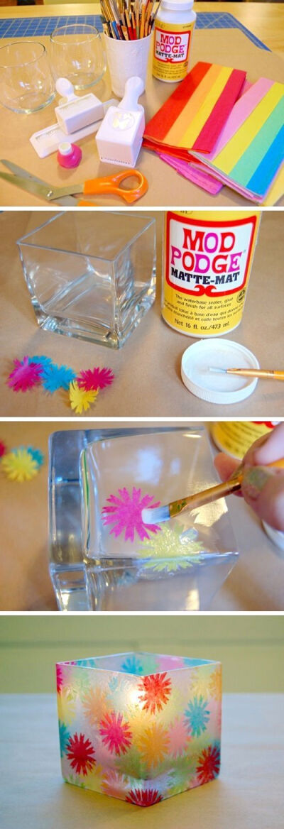 DIY Stained Glass Candle Holders.