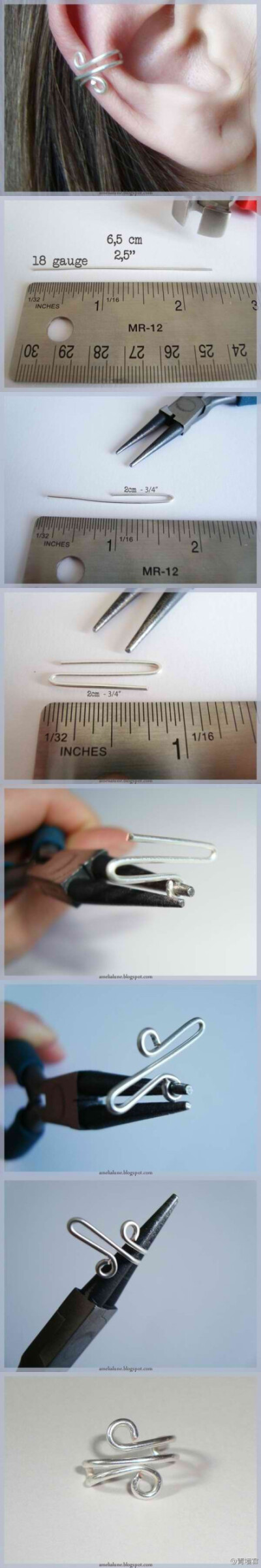 #绕线耳箍#十分十分简单。18G的铜线就是1mm，图上这个线头没磨平，有点影响美观，没有打磨器，锉刀也是少不了哒~