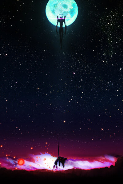 iPhone parallax wallpaper ipad neon genesis night evangelion photo hd