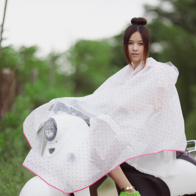 大橘籽 可爱时尚EVA水玉点点电车电瓶车自行车雨衣雨披 