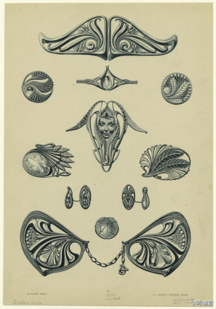 刷一把珠寶設(shè)計(jì)稿過(guò)過(guò)癮——摘自Bijoux modernes（1901s），作者Rene Beauclair。