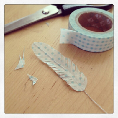 Make your own feathers with washi tape.