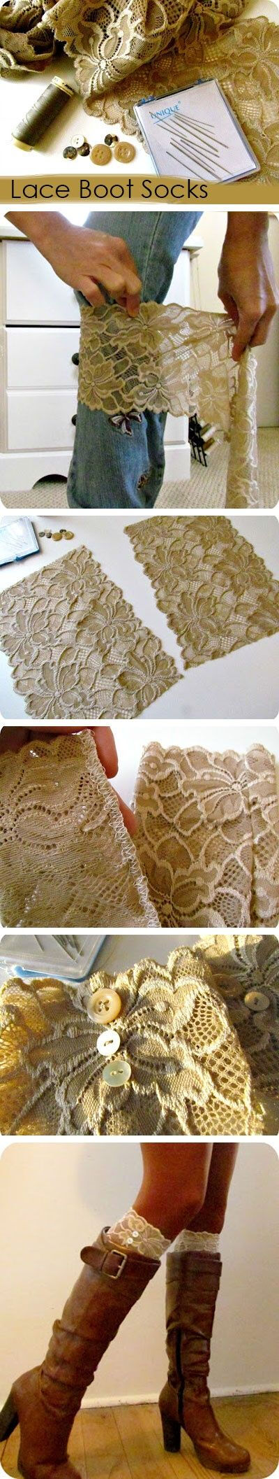 Lace boot socks...want to make some of these! Cute!!