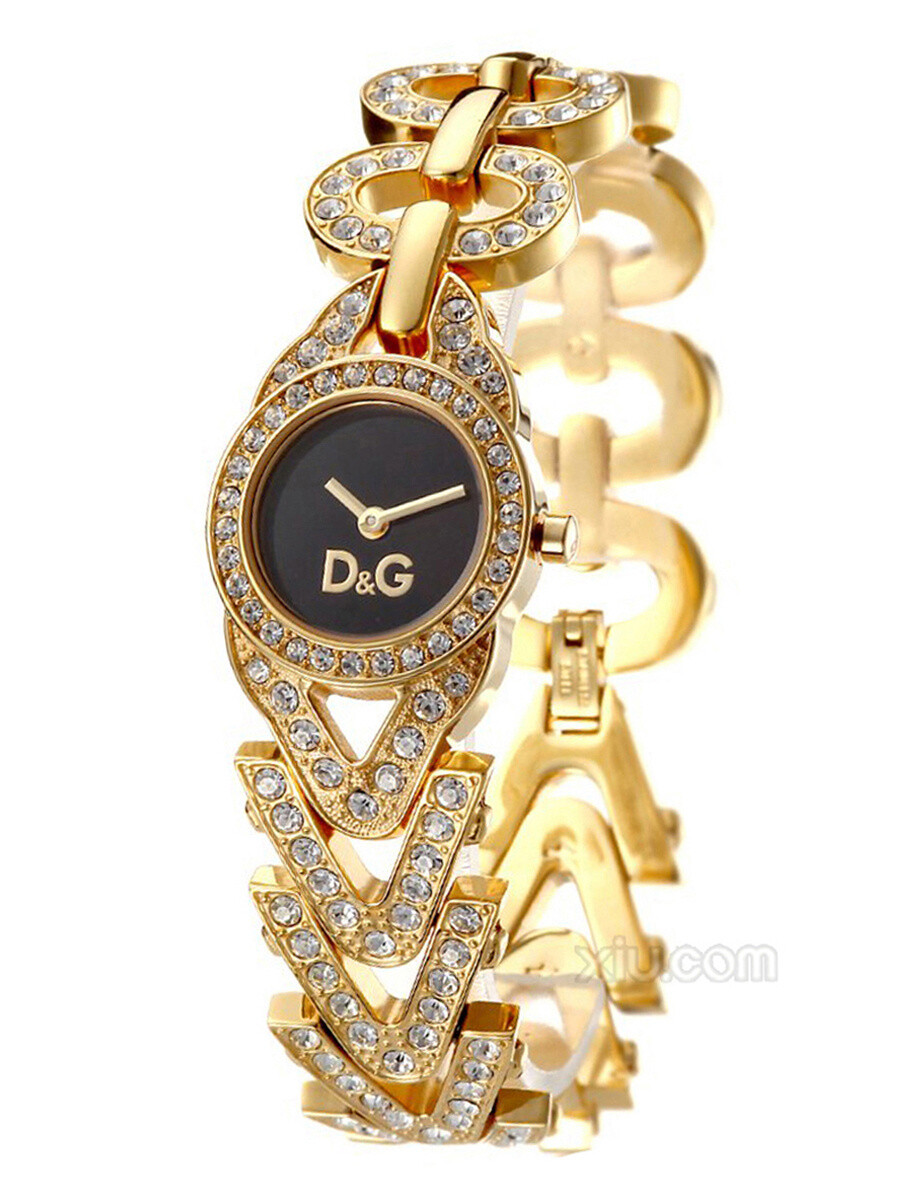 D&amp;amp;G 金色时尚钢带 奢华镶钻石英女表（￥689.00）