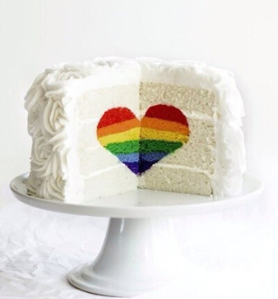 rainbow in heart cake