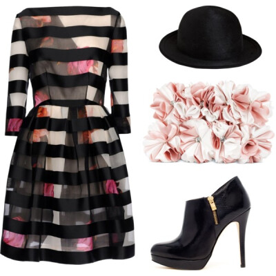 A fashion look from October 2013 featuring Blumarine dresses, MICHAEL Michael Kors ankle booties and Ann Demeulemeester hats. Browse and shop related looks.