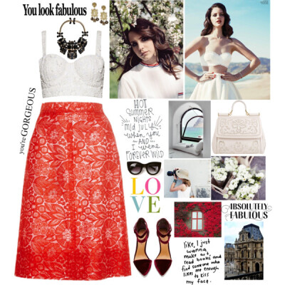 A fashion look from July 2014 featuring Alice + Olivia tops, Sonia Rykiel skirts and Dolce &amp;amp; Gabbana tote bags. Browse and shop related looks.