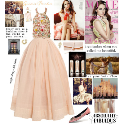 A fashion look from June 2014 featuring Martin Grant skirts, Roger Vivier shoes and Chanel bracelets. Browse and shop related looks.