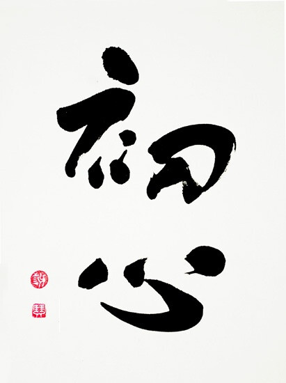 Japanese calligraphy 初心 Beginner’s Mind… “In the beginner’s mind there are many possibilities, but in the expert’s, there are few.” ~ Shunryu SUZUKI