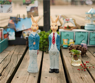 zakka杂货 北欧动物原木雕刻 兔人 创意家居装饰摆件 拍摄道具