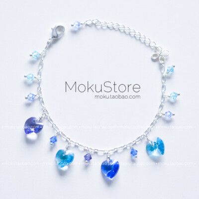 定制 MokuStore●清新 糖果渐变色施家水晶爱心 手链[彩虹心*海洋]