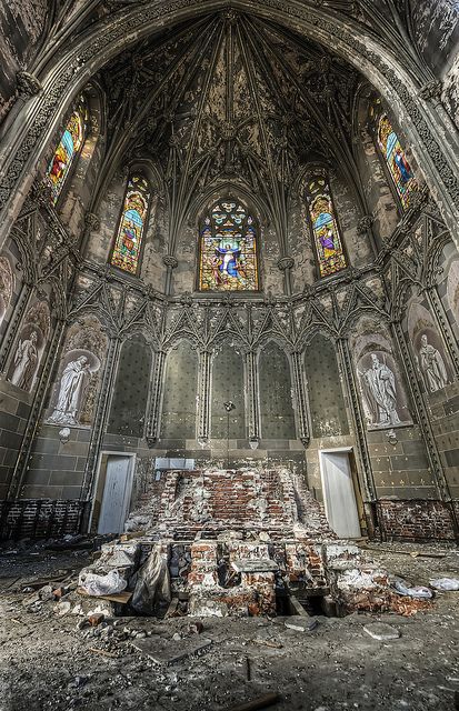 Heaven holds the faithful departed Explore#7 by odins_raven, via Flickr Altar in abandoned church