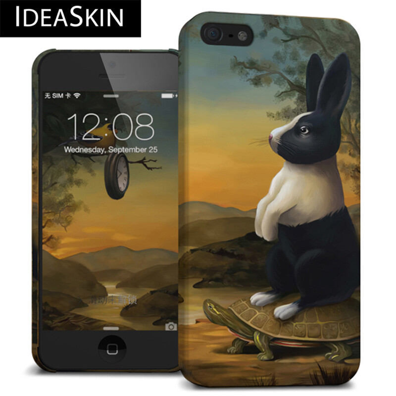 IdeaSkin 苹果iPhone5S4S 手机壳 黄昏兔子乌龟趣味油画它的时间