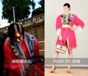  #坏神挨抗#《小时代3-刺金时代》-FENDI-“顾里”篇：《小时代3》除了姐妹们抢男人斗生活的各种撕逼大战，满眼铺张华服也满足了众多女人的憧憬，尤其各类来势凶猛的奢华皮草。在这部电影中，郭采洁饰演的“顾里”穿@FENDI 出场的造型最多，从皮草外套到亮片礼服，日常内搭裙，甚至耳饰都是皮草配珠宝。