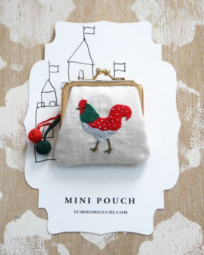 Rooster-mini-pouch by yumiko higuchi