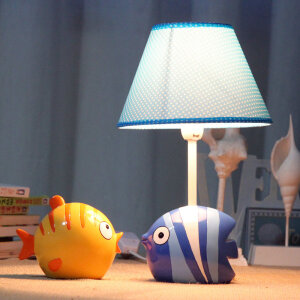 亲嘴鱼创意台灯卧室床头现代儿童台灯创意时尚地中海台灯生日礼物