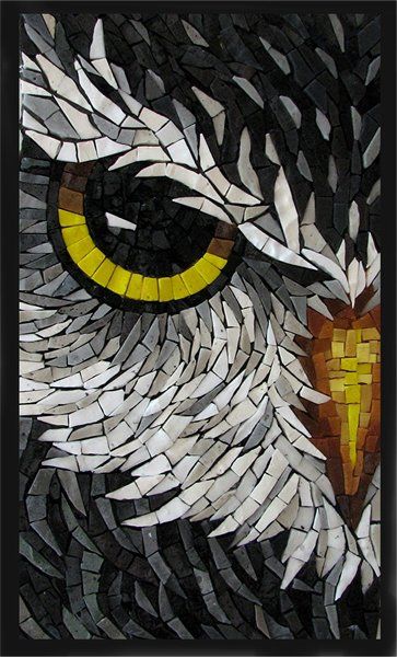 * Owl, mosaic, art, craft, gray, bird, animal, tiles, wildlife 257