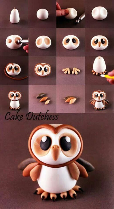 Little Barn Owl Picture Tutorial || Can be made with fondant or clay. Its a brilliant thing the two are so interchangeable when it comes to creating.