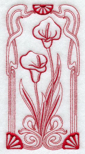 Art Nouveau Calla Lily (Redwork) embroidery