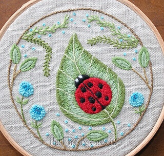 Ladybug on a Leaf crewel embroidery by flossbox, via Flickr