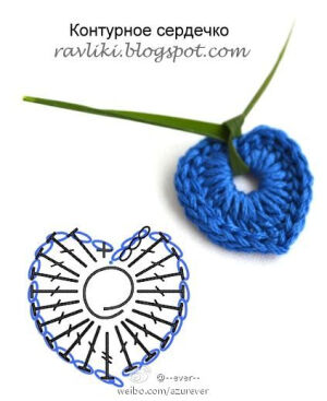 【ever的今日分享】四处搜罗的心形图案汇总 还有一波心形的， 明天发~#钩针 花片 挂饰 小物 杯垫 心形 图解#