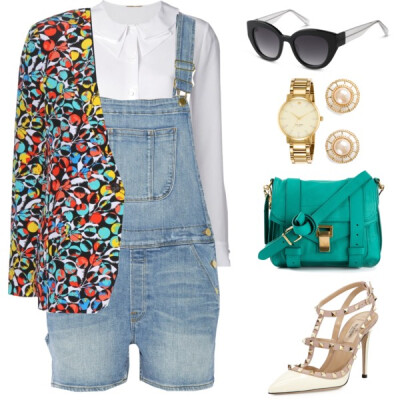 A fashion look from July 2014 featuring Yves Saint Laurent blouses, MARC BY MARC JACOBS blazers and Frame Denim rompers. Browse and shop related looks.