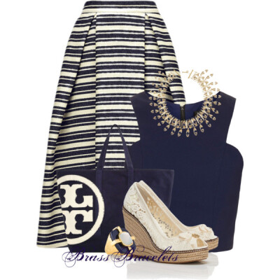 A fashion look from May 2014 featuring Topshop tops, Tory Burch sandals and Tory Burch tote bags. Browse and shop related looks.