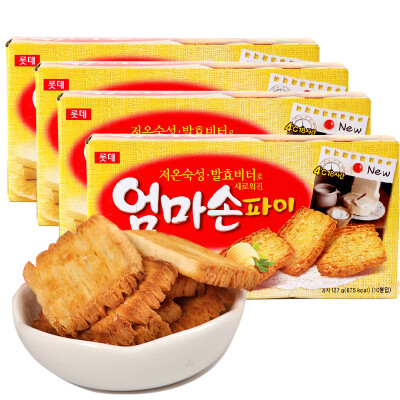 韩国进口 LOTTE乐天 妈妈手派饼干 384层千层酥含糖酥性饼干508g