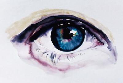 手绘素描和彩画的单眼睛唯美图片_那眼神，叫我悲伤