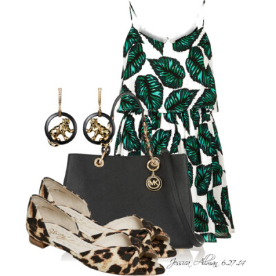 A fashion look from June 2014 featuring Topshop dresses, Alice + Olivia flats and MICHAEL Michael Kors tote bags. Browse and shop related looks.