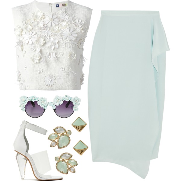 A fashion look from May 2014 featuring MSGM tops, Vionnet skirts and ALDO earrings. Browse and shop related looks.