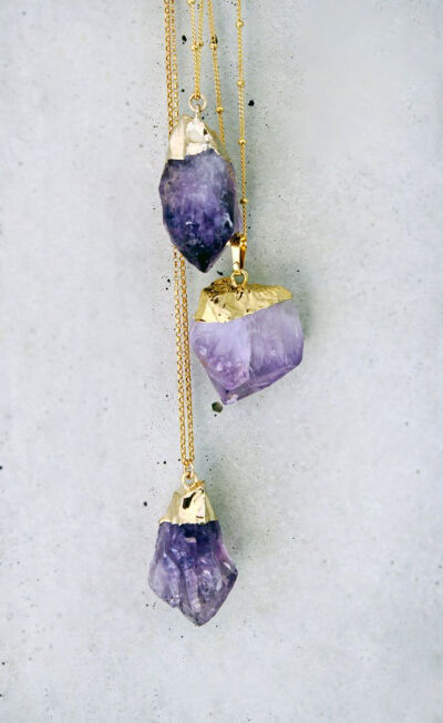 RAW amethyst point necklace