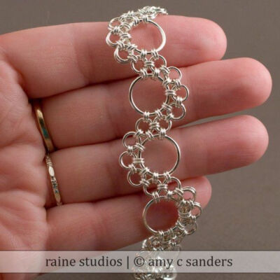 Shenandoah Chainmaille Bracelet Handmade Sterling Silver 925 chain 。