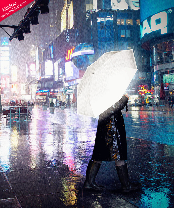 会发光的雨伞，让你在夜晚变得更醒目。