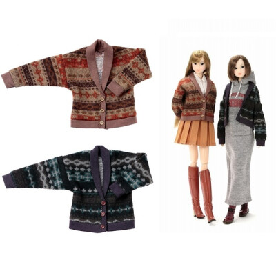 二手 momoko by momoko 桃子服装-提花织物针织品外套（棕色·藏青色）