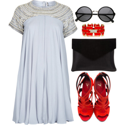 A fashion look from April 2013 featuring Topshop dresses, Giuseppe Zanotti shoes and Graine clutches. Browse and shop related looks.