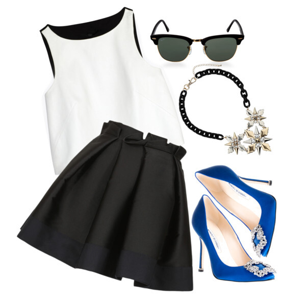 A fashion look from July 2014 featuring TIBI tops, Lanvin mini skirts and Manolo Blahnik pumps. Browse and shop related looks.