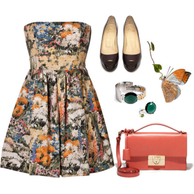 A fashion look from March 2014 featuring RED Valentino dresses, Delfina Delettrez bracelets and Delfina Delettrez rings. Browse and shop related looks.