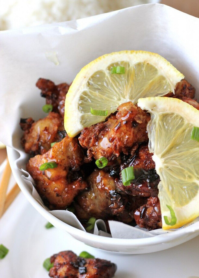 Asian Style Chicken Nuggets with Lemon Glaze