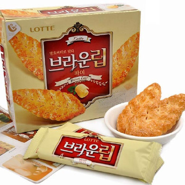 当享美食 韩国进口 乐天蜂蜜树叶饼干90g蜂蜜烤制 韩国进口零食品